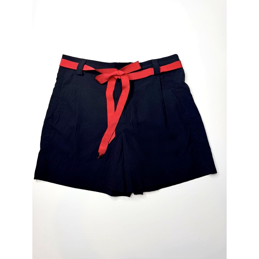 NWT Free People High Rise Belted Shorts Womens 8 Navy Red Tie Waist Casual